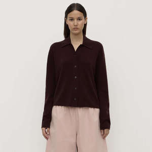 Assembly Label Merino & Cashmere Knit Cardigan - Dark Merlot