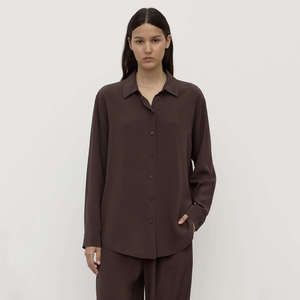 Assembly Label: Assembly Label Betty Silk Long Sleeve Shirt - Ganache