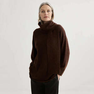 Laing Alpaca Sweater with Tie - Mahogany Marle