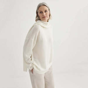 Womens Knitwear: Laing Alpaca Sweater with Tie - Ivory