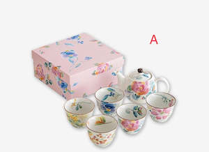 Frontpage: Japanese imported ceramic teapot, 5 cups of tea set home gift box