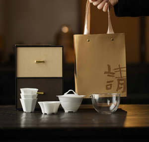 Frontpage: Double-layer storage box with jade clay white porcelain household ceramic lid bowl three-cup set