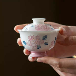 Best Sellers: Colourful hand-painted peony lid bowl Gaiwan 90ml