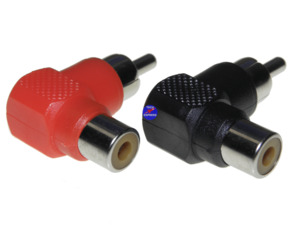 Wall Mount Tv Plugs Adapters And Cables: 2Pcs 90 Degree RCA Right Angle Connector Male to Female 1x Red RCA 1x Black RCA