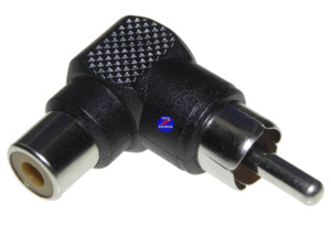 Wall Mount Tv Plugs Adapters And Cables: Black Right Angle 90 Degree RCA Phono Male to Female Elbow Port Saver Adapter