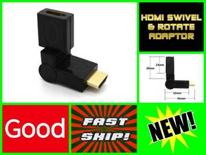Wall Mount Tv Plugs Adapters And Cables: Rotate & Swivel HDMI Male to Female Plug Elbow Port Saver Adapter