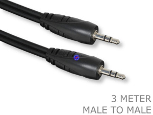 3 Meter 3.5mm Male to Male Stereo Audio AUX Plug Cable Cord Lead 3m
