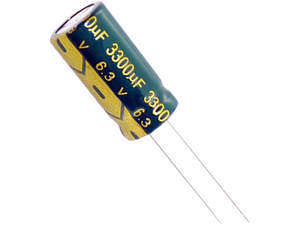 Capacitors: 3300uF 6.3V 20% Aluminum Electrolytic Radial Capacitor