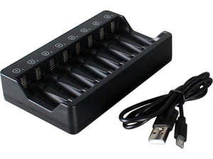 Battery Chargers: 8-Slot USB Battery Charger for AA/AAA NiMH/NiCd Batteries