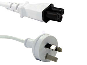 2 Meter White 3 Pin Clover Leaf cloverleaf AC power cord cable 2M lead