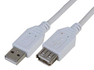 Usb Extension Cables: 2.5m White USB 2.0 Type-A Male to Female Extension Cable