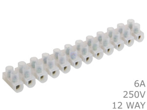 12 Way 6A 250V Electrical Wire Screw Terminal Block Strip Connector Chock Blocks
