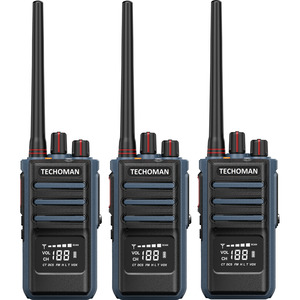 3x TECHOMAN 5 Watt High Power TM905PRO UHF PRS / Commercial Radio Walkie Talkies - Blue