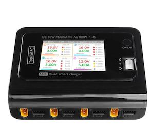 ToolkitRC M4Q 4x50W 5A AC 100W 4 Port DC Smart Charger XT60 for 1-4S