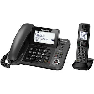 Telephone: Panasonic KX-TGF380AZM Dual Corded/Cordless Handset Black Black