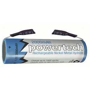 Driveway Alaert: SB1708 - 1.2V AA 2000mAH Rechargeable Ni-MH Powertech Battery - Solder Tag
