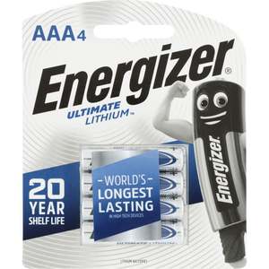 Batteries: Energizer Lithium AAA Batteries (4 Pack)