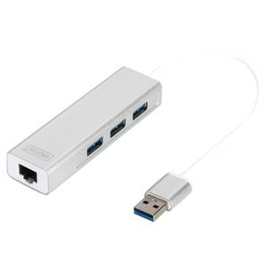 Usb Hubs: DA-70250-1 - Digitus USB 3.0 3-Port Hub & Gigabit LAN Adapter