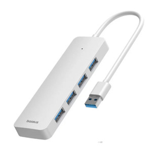 Usb Hubs: BAS36494 - Baseus UltraJoy Series 4-Port HUB Lite 15cm Moon White（USBA to USB3.0*4)
