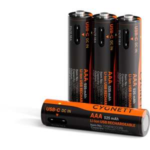 Batteries: Cygnett AAA USB-C Rechargeable Batteries (4 Pack)