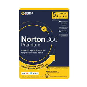 Computers: NORTON 360 PREMIUM 5-DEVICE 12-MONTH