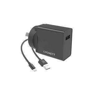 CYGNETT POWERPLUS 12W WALL CHARGER BUNDLE WITH 1.5M LIGHTNING CABLE