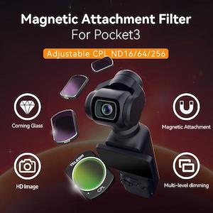 Sports Camera: TELESIN Magnetic Attachment Filter For Pocket Adjustable CPLND16/64/256