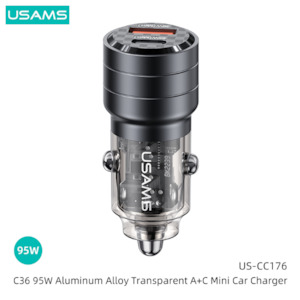 Accessory: USAMS 95W Aluminum Alloy Transparent A+C Mini Car Charger