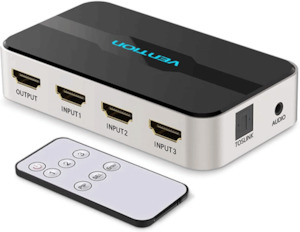 Audio Visual: Vention 3 In 1 Out HDMI Switch Gray Metal Type
