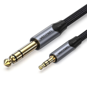 Vention Cotton Braided 3.5mm TRS Male to 6.35mm Male Audio Cable 2M Gray Alumini&hellip;