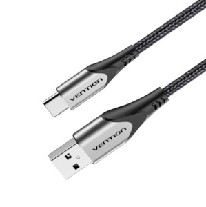 Audio Visual: Vention Cotton Braided USB 2.0 A Male to C Male 3A Cable 2M Gray Aluminum Alloy Type