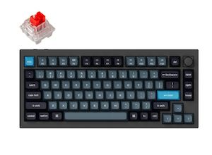 Keyboard: Keychron Q1P-M1, 75% Layout 81 Keys, Red Switch, Black Frame, RGB, Hot-Swap, QMK, Keychron K Pro, Wireless Keyboard, With Knob