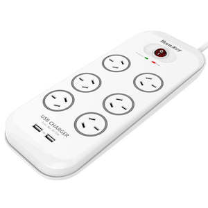 Huntkey SAC607 6 Outlet Surge Protected Powerboard with Two powered USB ports (2&hellip;