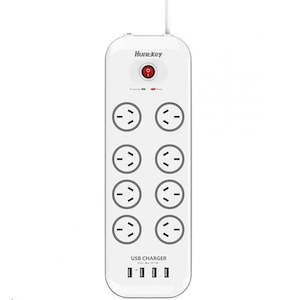 Huntkey SAC807 8 Outlet Surge Protected Powerboard with 4 USB Charging Ports Output:5V, 4A