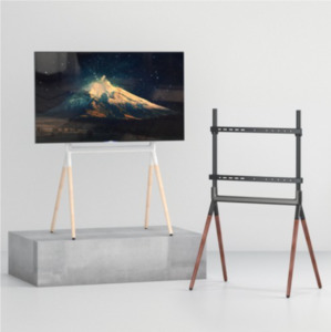 New: Bracom Easel Studio TV Floor Stands (Metal & Wood) up to 40kg Matte Black & Walnut