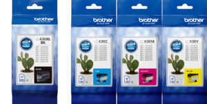 Inkjet Cartridges 1: LC436XL Brother Black Plus 3 Standard Colour Set
