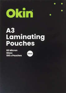 Laminating Machines And Supplies: Okin Laminating Pouches A3 80 Micron Pack - 100 Sheets