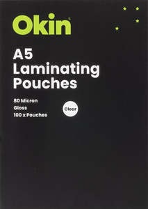 Laminating Machines And Supplies: Okin Laminating Pouches A5 80 Micron Pack - 100 Sheets