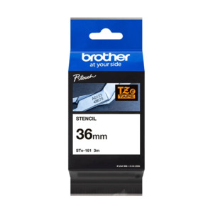 Ptouch Tze 36: STe-161 Brother 36mm x 3m Black Stencil Non Laminated Tape