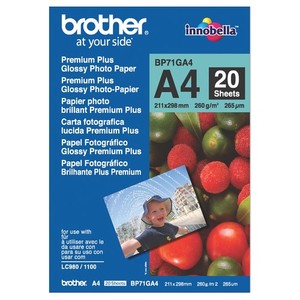 A4 Photo Paper: A4 260gsm Brother BP71GA4 Premium Glossy Photo Paper 20 sheets