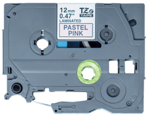 Brother P Touch Labels Tze 6 9 12mm: TZe-MQE31 Compatible 12mm x 8m Black on Pastel Pink Adhesive Laminated Tape for Brother