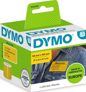 Dymo Labels Tapes: 2133400 Dymo LW 54mm x 101mm 220 labels per Roll Black on Yellow