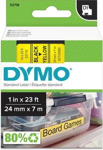 S0720980 Dymo D1 24mm x 7m Black on Yellow (53718)