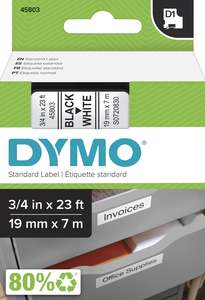 Dymo Labels Tapes: S0720830 Dymo D1 19mm x 7m Black on White (45803)