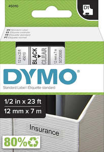 S0720500 Dymo D1 12mm x 7m Black on Clear (45010)