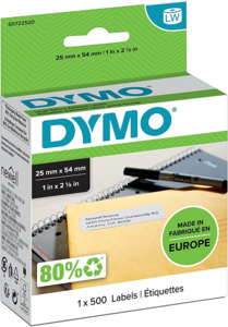 Dymo Labels Tapes: S0722550 Dymo LW 19mm x 51mm 500 Labels per Roll