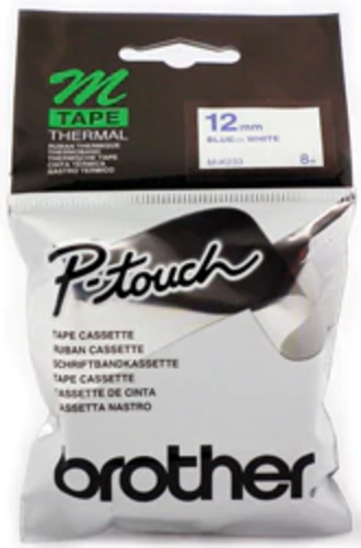 Mk Tape: MK233 Brother P-Touch 12mm Tape Blue on White