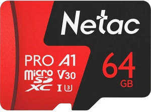 Micro Sd: Netac P500 Extreme Pro 64GB V30 UHS-I Micro SDXC Card w/ Adapter