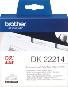 Continuous Label Tape: DK22214 Brother 12mm Continuous Length Paper Tape White