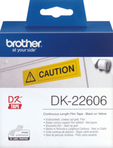 Continuous Label Tape: DK22606 Brother 62mm Continuous Length Tape Yellow